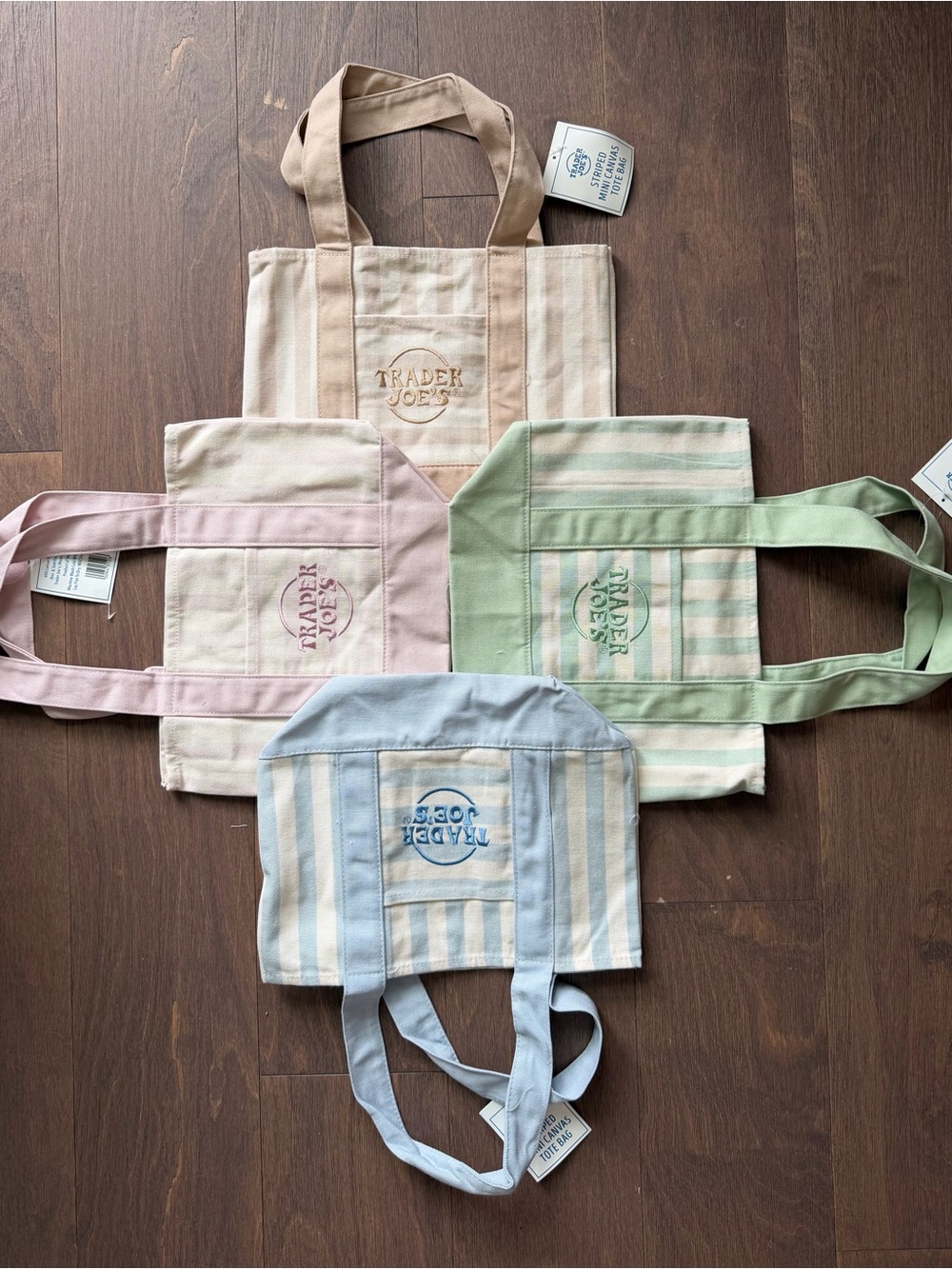 Pastel Stripe Reusable Tote Bag - Set of 4